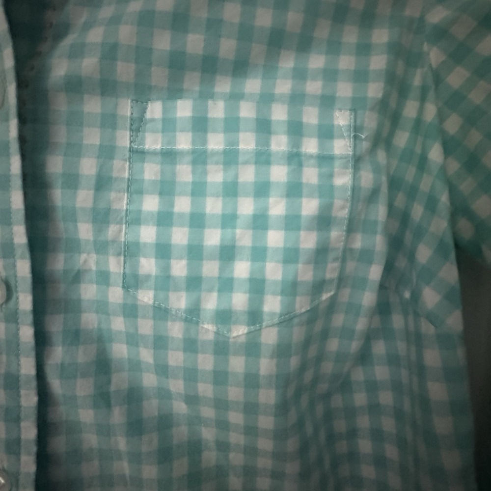 Women's Boden Gingham Shirt Blue White Check Cottagecore Tailored Preppy US 4P - Picture 10 of 13